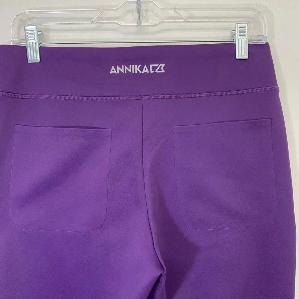 Annika Dry Tech UPF 50 Pants Woman Small Purple Pull On Pockets Golf Travel Work